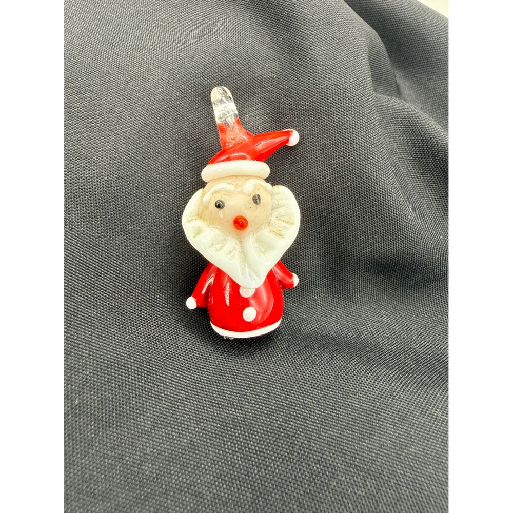 Vintage Lampwork Art Glass Santa Claus Pendant Christmas Charm Red‎ White Charm